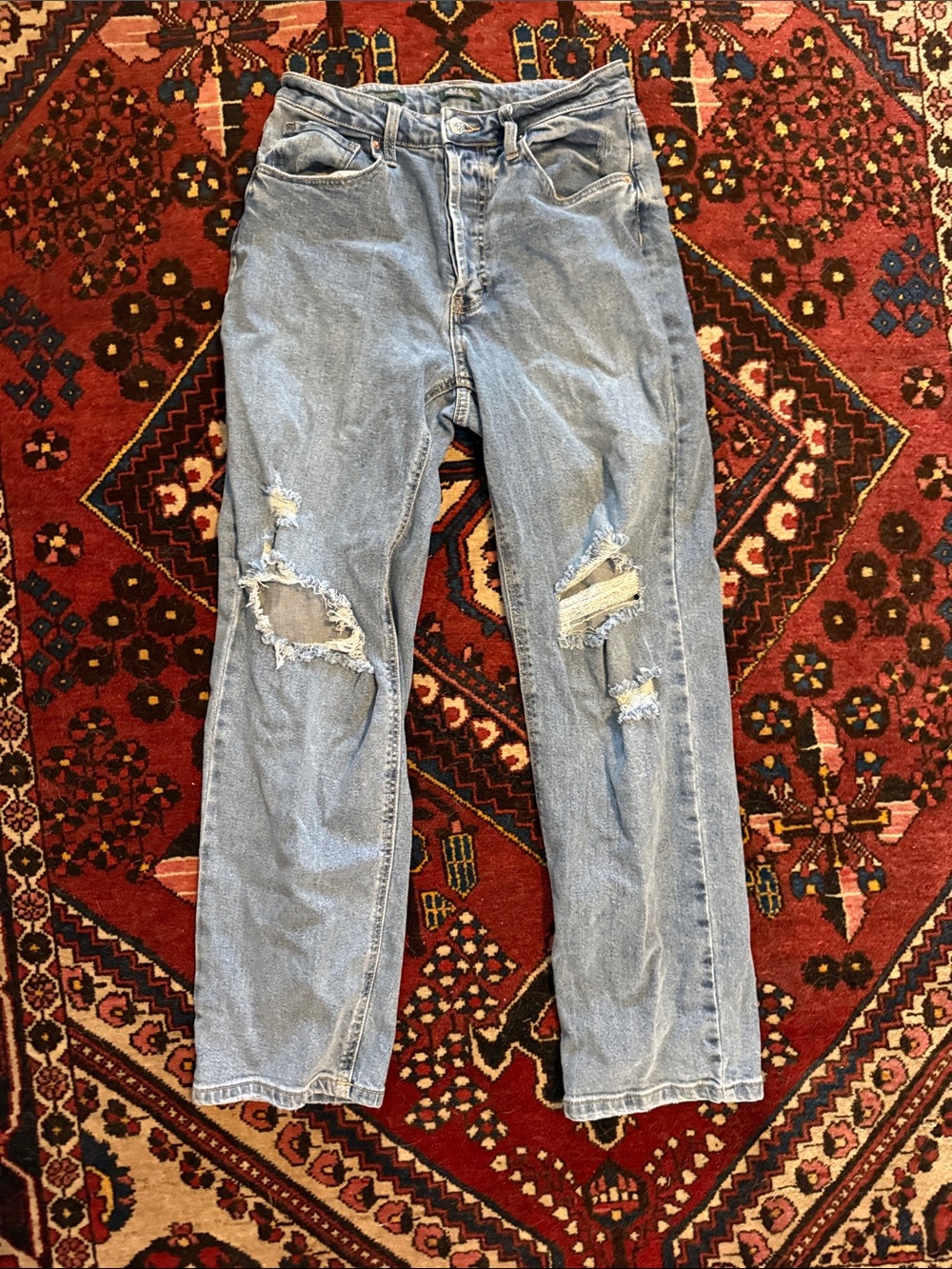 Light Wash Distressed High-Rise Jeans